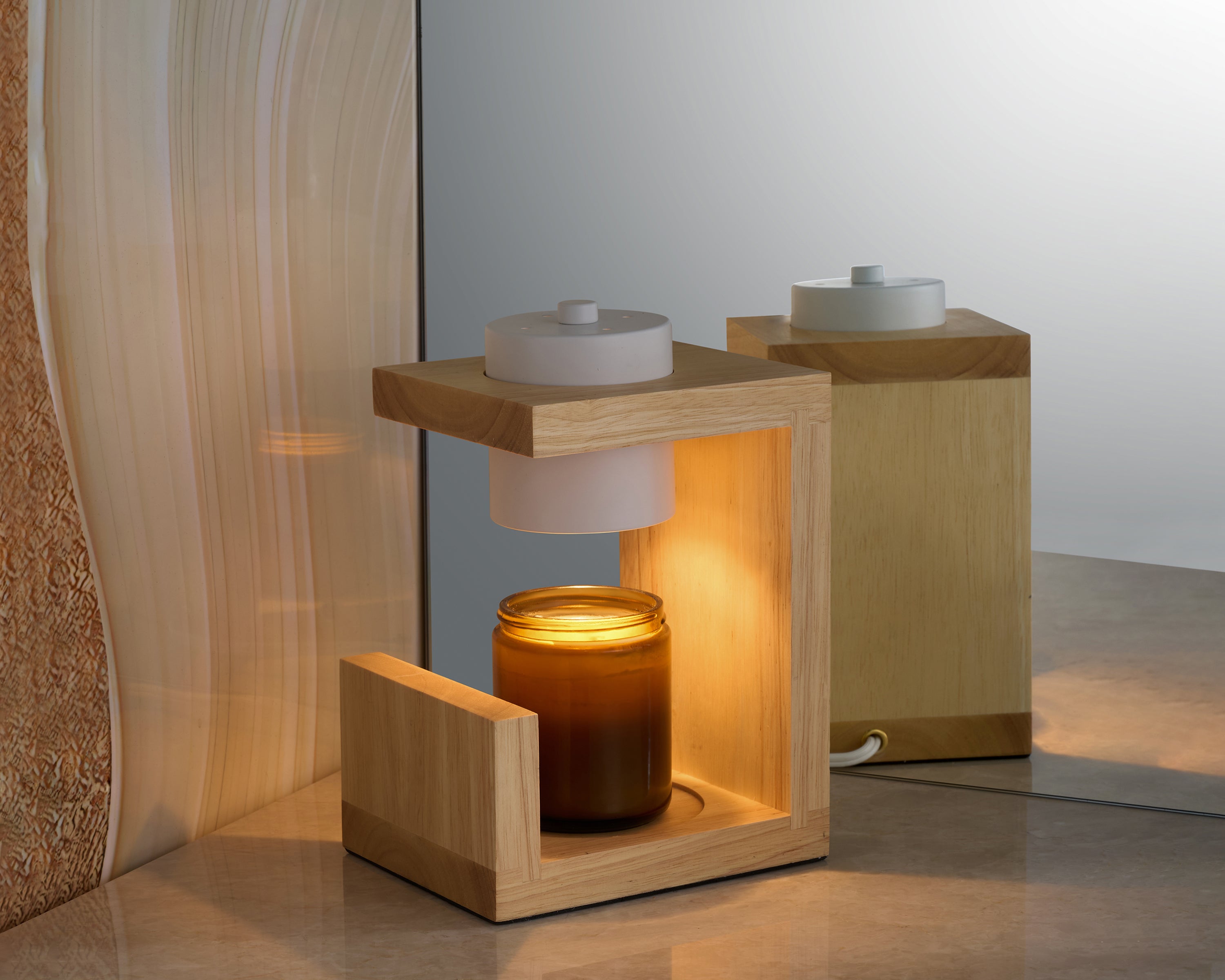 Wooden Candle Warmer Lamp - White