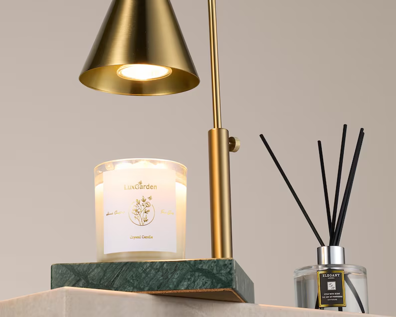 Golden Forest Emerald Marble Candle Lamp