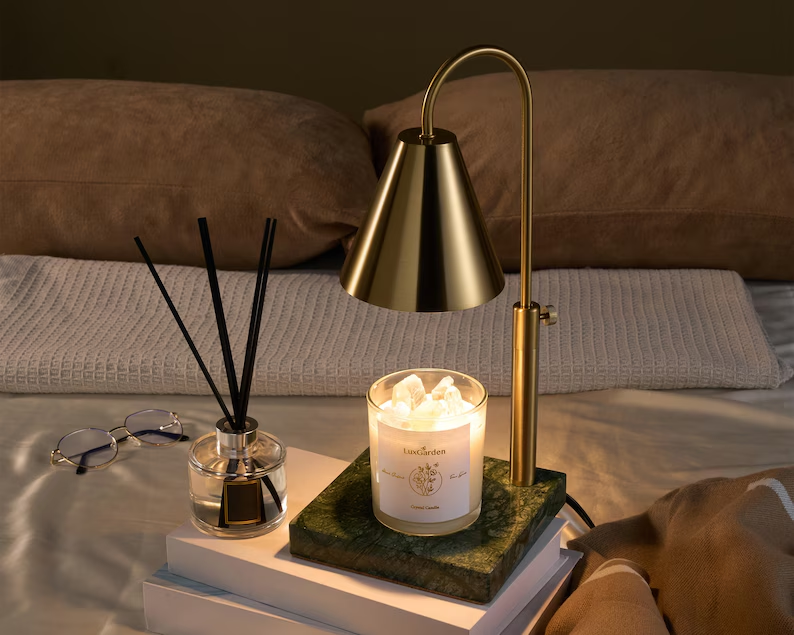 Golden Forest Emerald Marble Candle Lamp