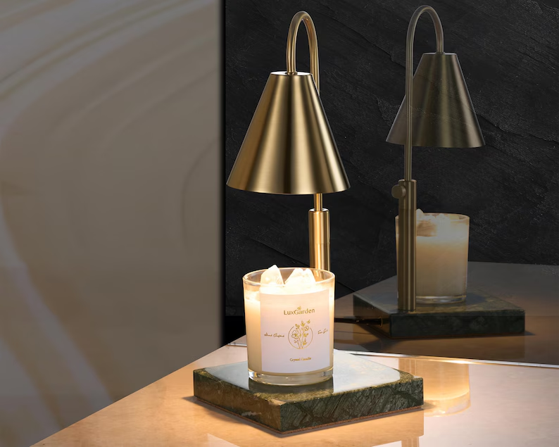 Golden Forest Emerald Marble Candle Lamp