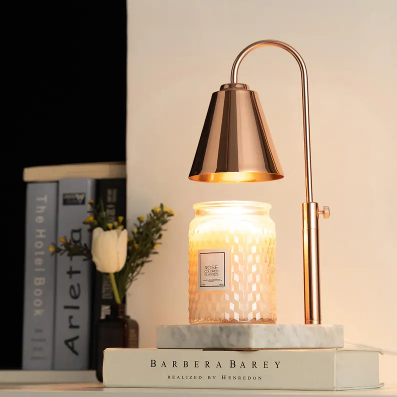 Rose Gold White Marble Candle Lamp
