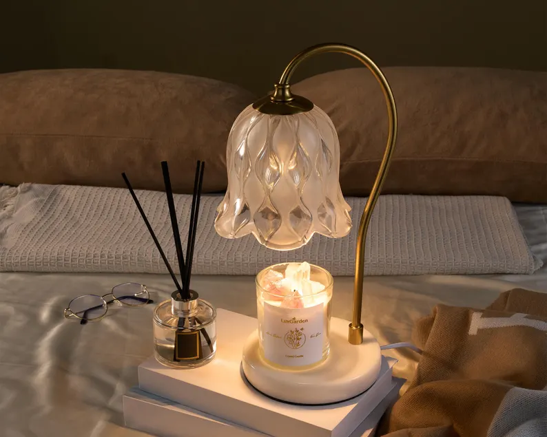 Embossed Glass Flower Candle Lamp