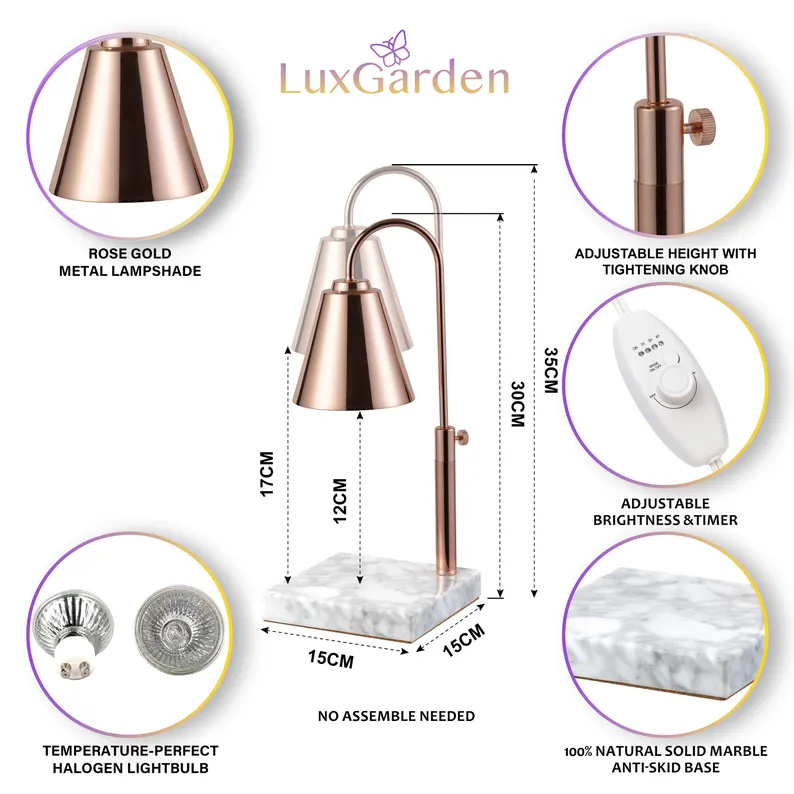 Rose Gold White Marble Candle Lamp