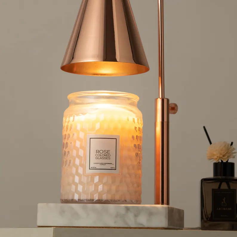 Rose Gold White Marble Candle Lamp