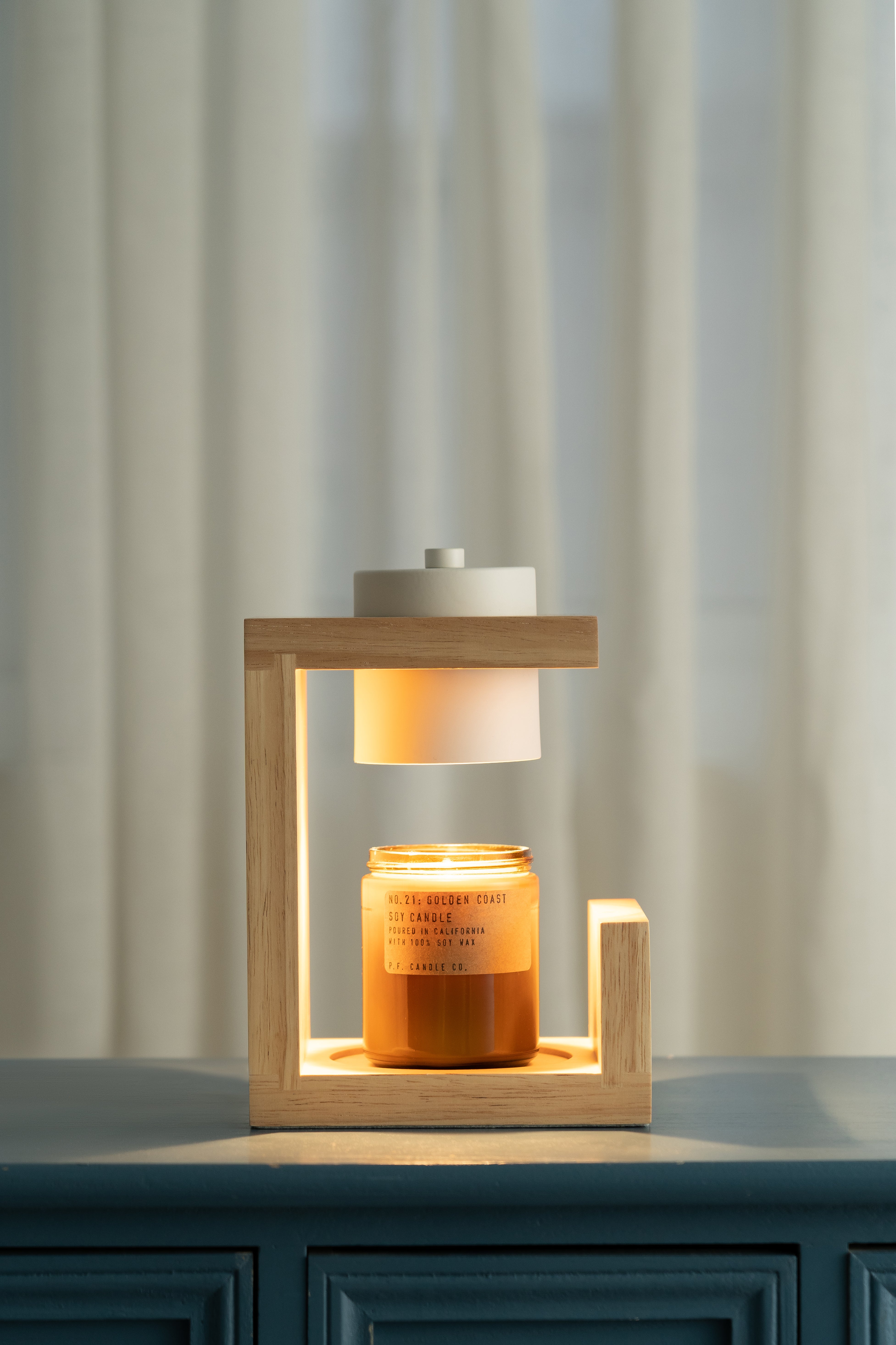 Wooden Candle Warmer Lamp - White