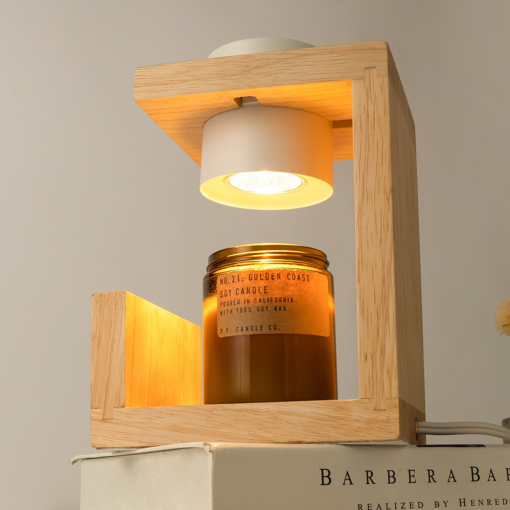 Wooden Candle Warmer Lamp - White