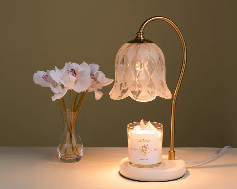 Embossed Glass Flower Candle  Warmer Lamp