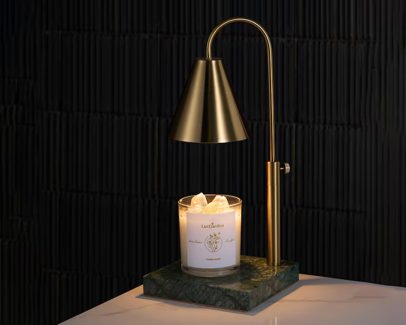 Golden Forest Emerald Marble Candle Lamp