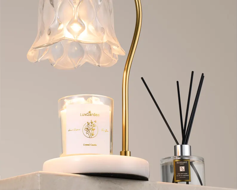 Embossed Glass Flower Candle  Warmer Lamp