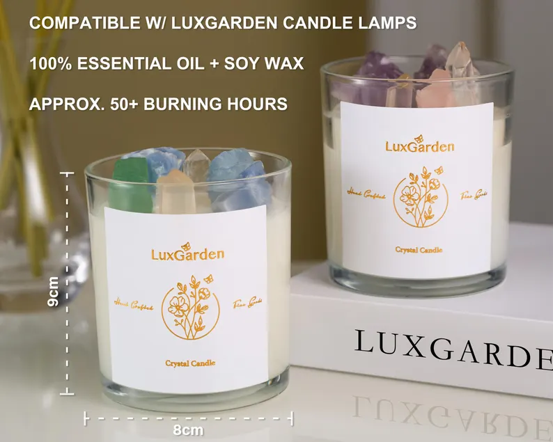Floral Scent Candle with Crystal & Healing Stones - Pink & Purple Quartz