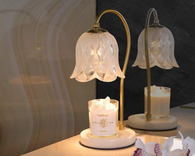 Embossed Glass Flower Candle  Warmer Lamp