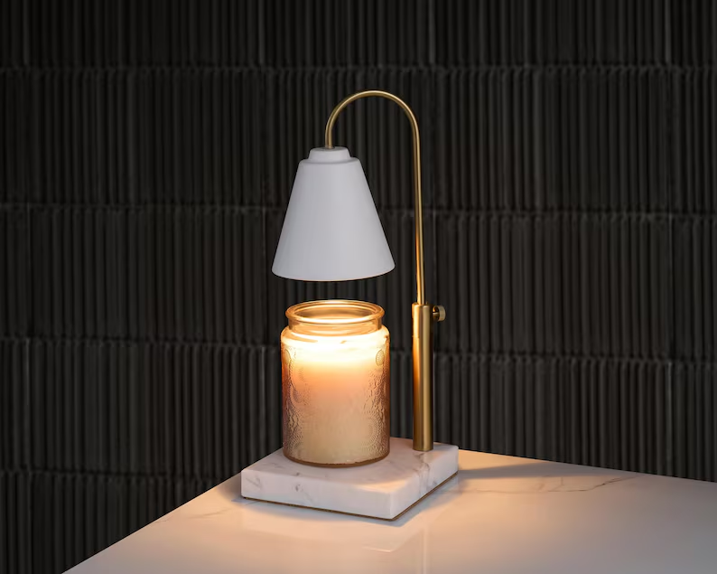 White Marble Candle Lamp