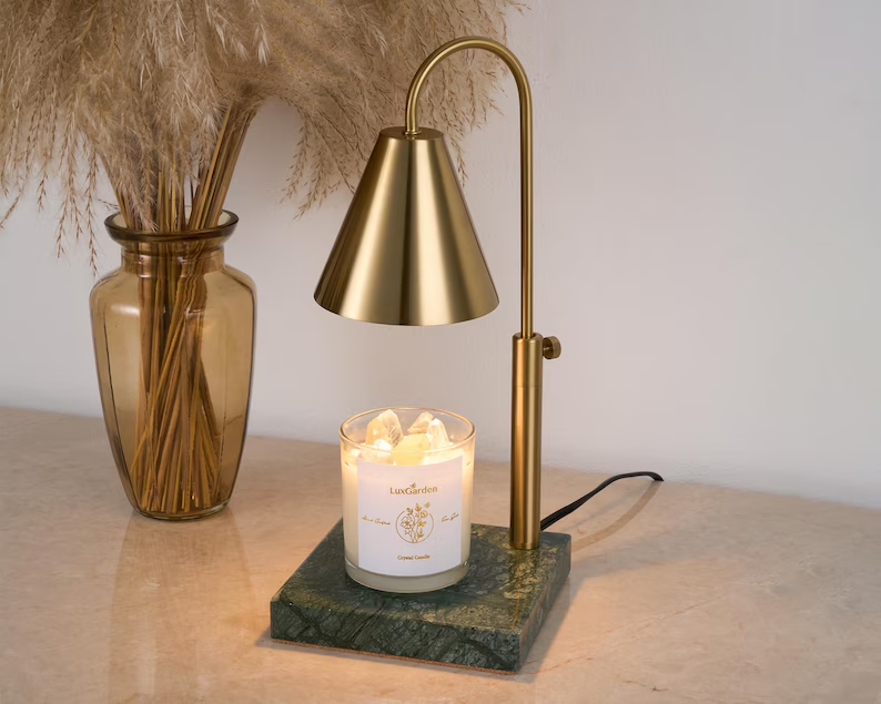 Golden Forest Emerald Marble Candle Lamp
