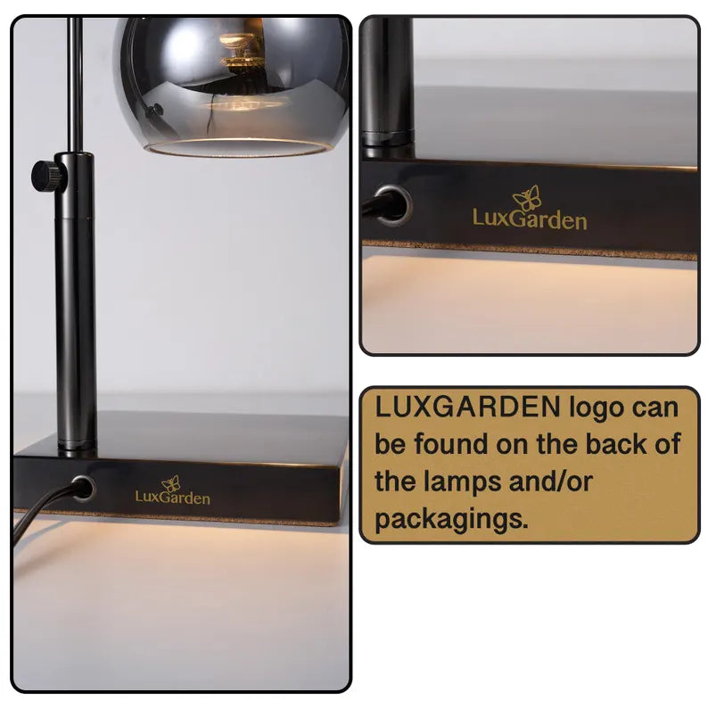 Black Glass & Marble Candle Lamp