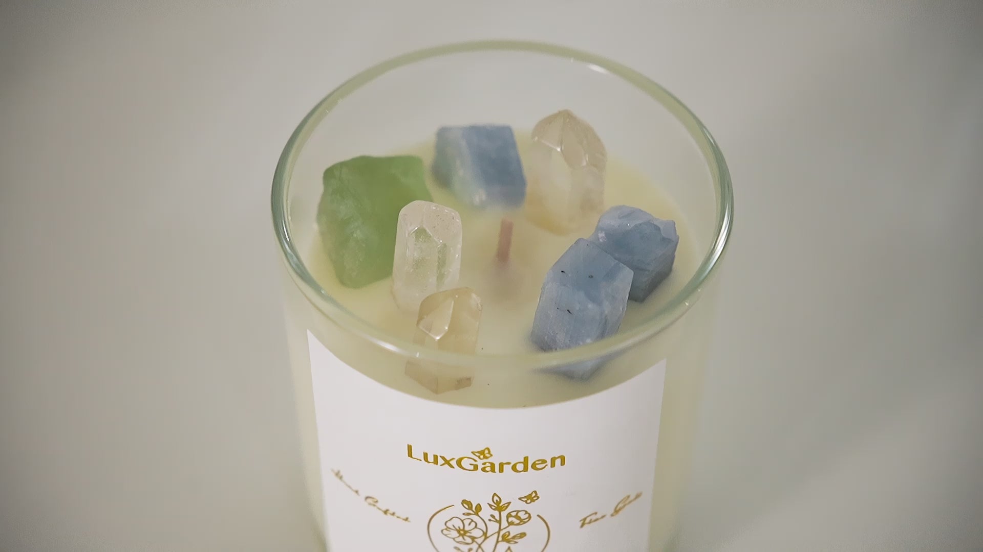 Scented Crystal Healing Stone Candle - Woody & Amber Scent