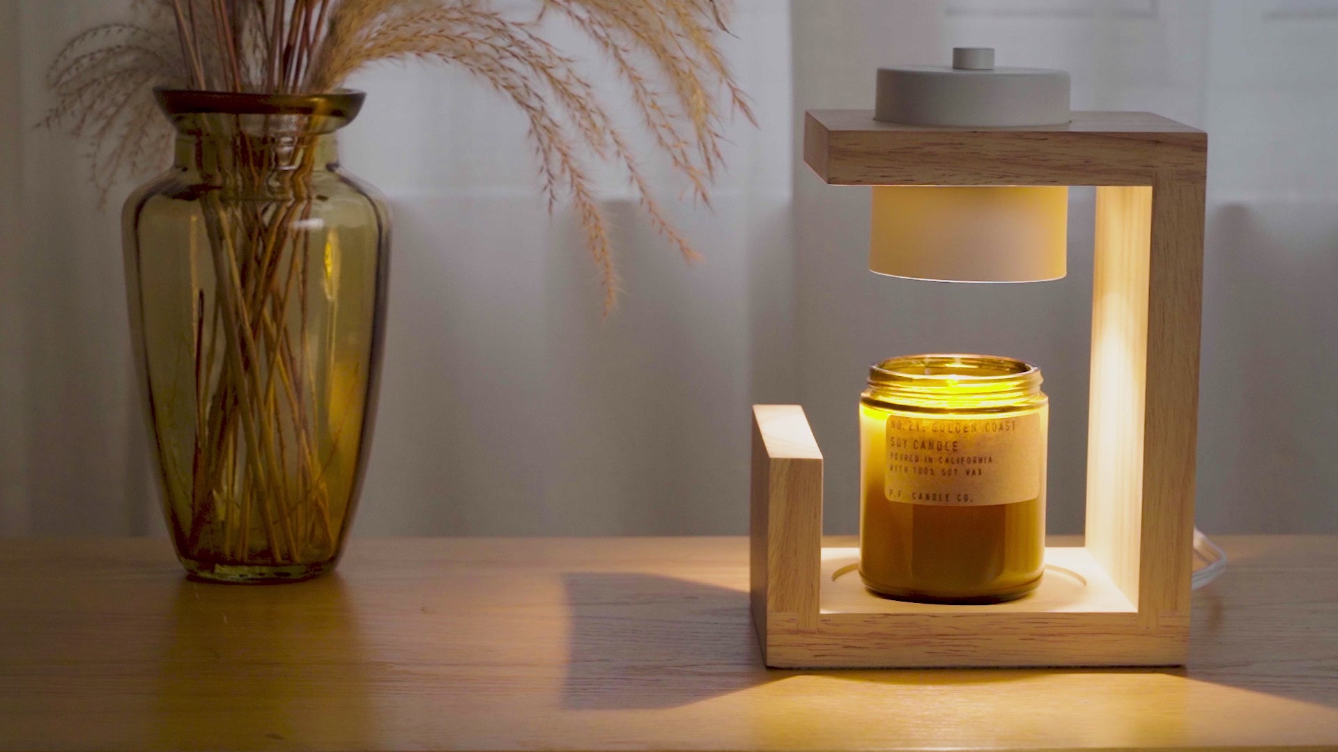 Wooden Candle Warmer Lamp - White