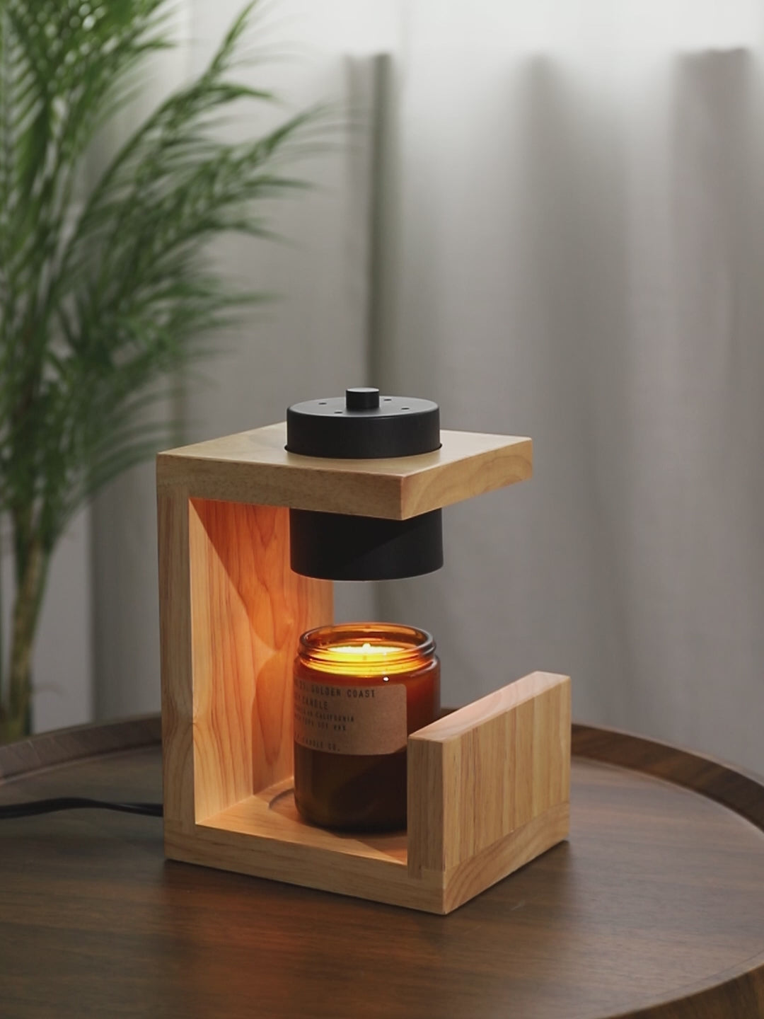 Wooden Candle Warmer Lamp - Black