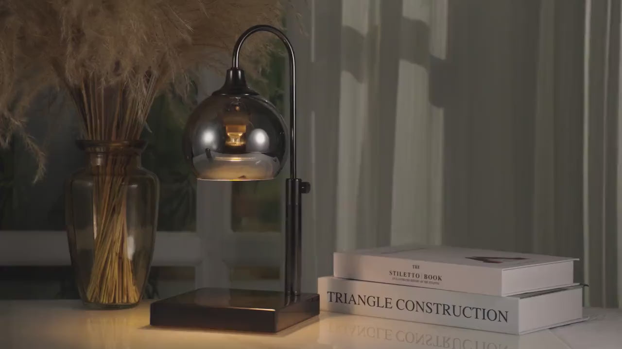 Black Glass & Marble Candle Lamp