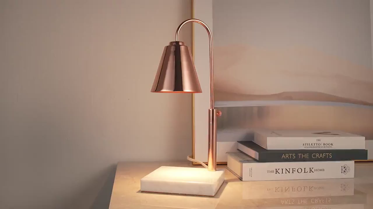 Rose Gold White Marble Candle Lamp